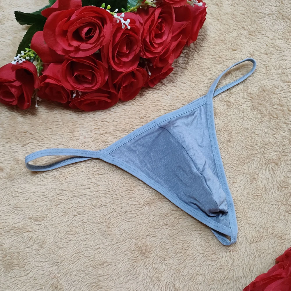 Bikini Men's Sexy Thong Erotic Panties Bulge Pouch G-strings Thongs Solid Color Low Waist Gay Jockstrap Erotic Lingerie zaful textured solid bikini thong bottom l