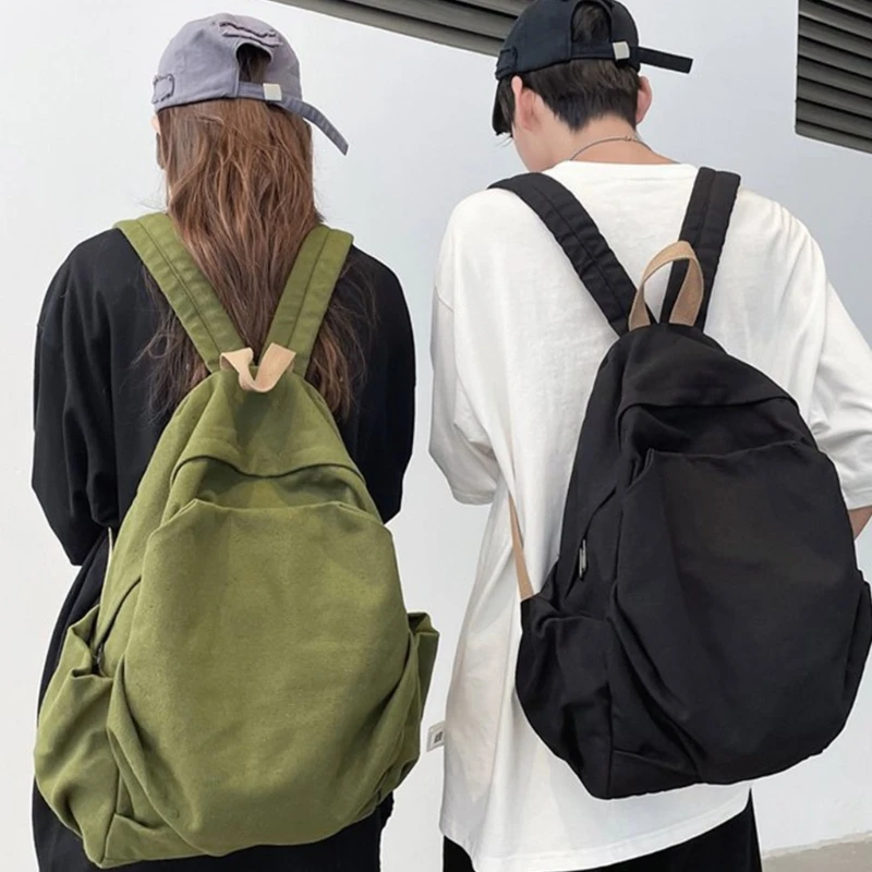 Japanese Adult Teens Casual School Bag Harajuku Women Men Canvas Laptop Backpack College Student Large Capacity Rucksack Bookbag 2