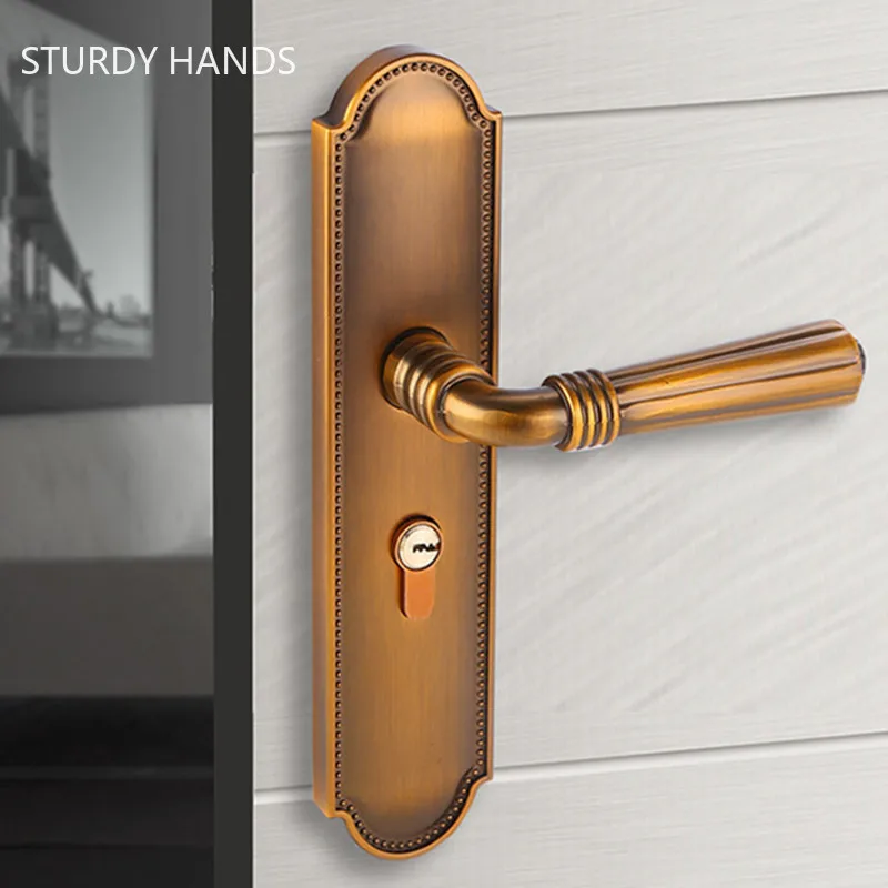 

Retro Zinc Alloy Bedroom Door Lock Indoor Mute Security Door Locks Universal Deadbolt Lock Home Kitchen Hardware Handle Lockset