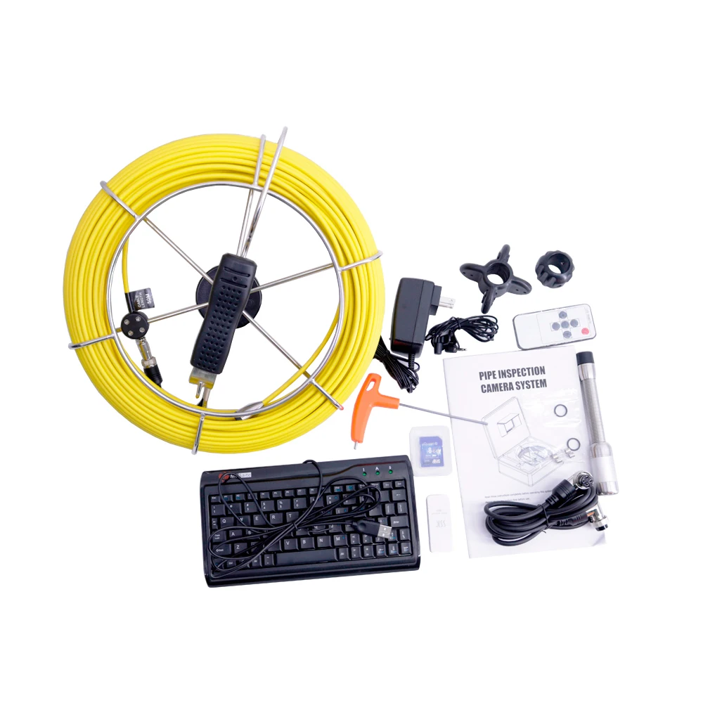 710DNLK Waterproof Pipe Inspection Camera with 7 Inch TFT Color Monitor and Keypad DVR Capable Pipe Borescope