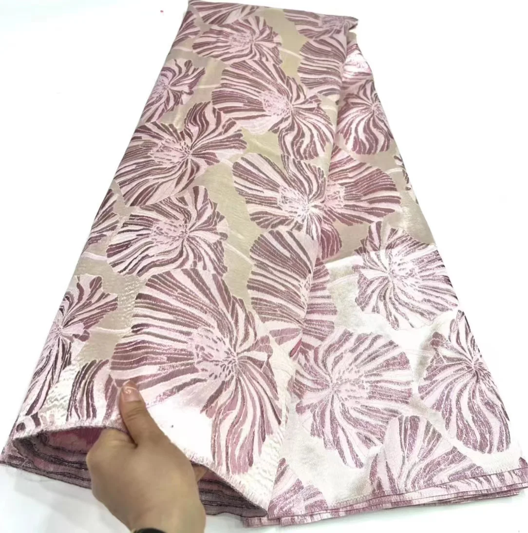 

French Jacquard Lace Fabric Unique African Gilding Lace Fabric High Quality Brocade Bridal Material For Nigerian Wedding Sewing