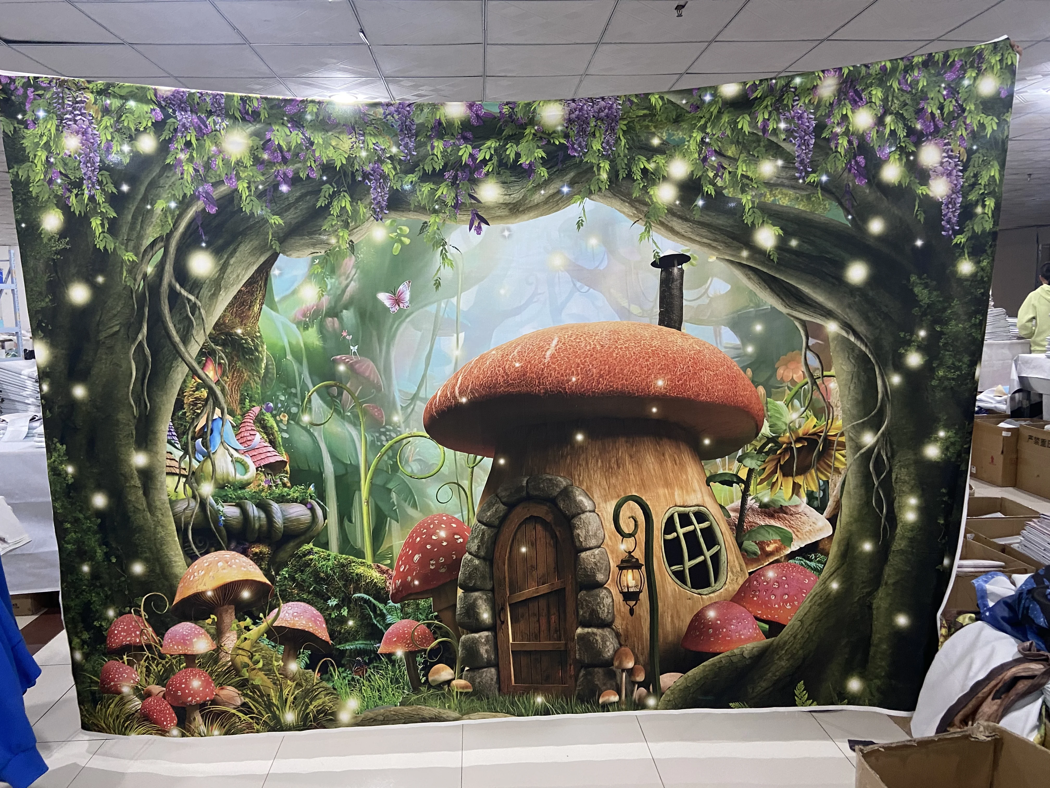 Fairy Tale Forest Backdrop Wonderland Dreamy Mushroom Flower Castle Baby Birthday Photography Background Decor Photo Studio Prop photo backdrop