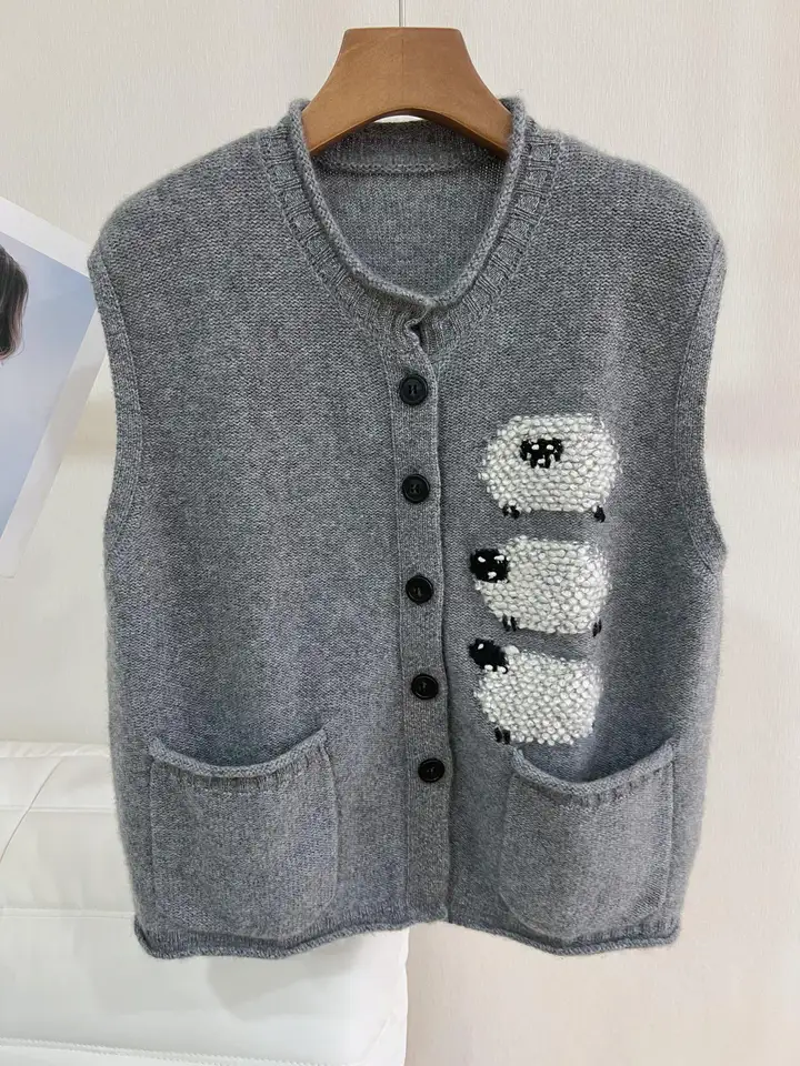 トップス PERVERSE Lambs-wool Layered Knit Vest Lambs-wool Layered