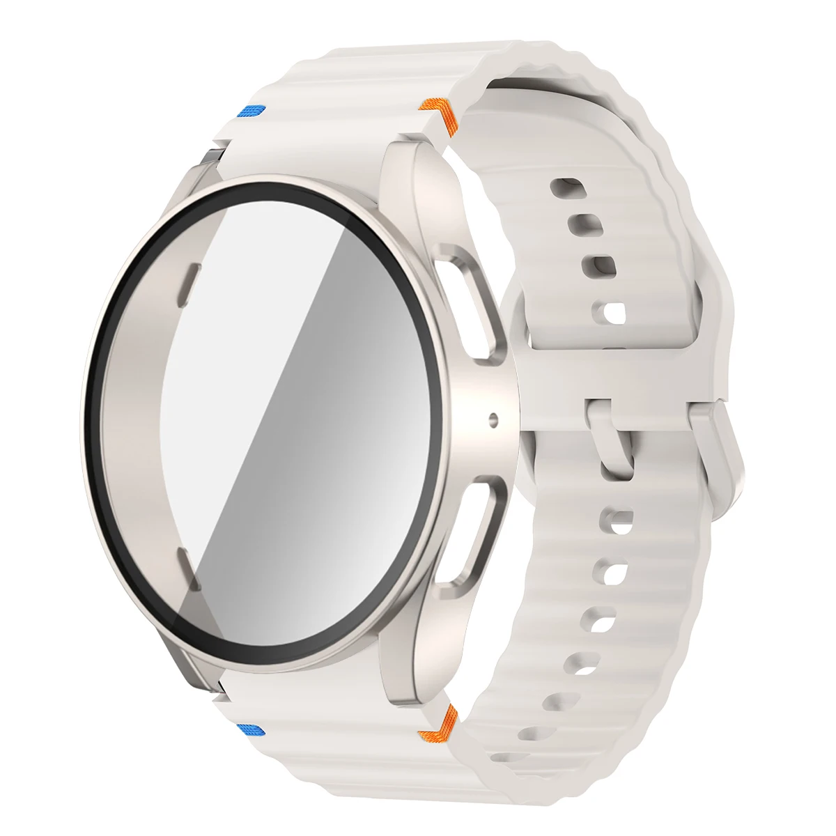 Silicone Watch Strap with Case and Screen Protector for 40-44mm Smartwatches - Durable Wrist Accessory