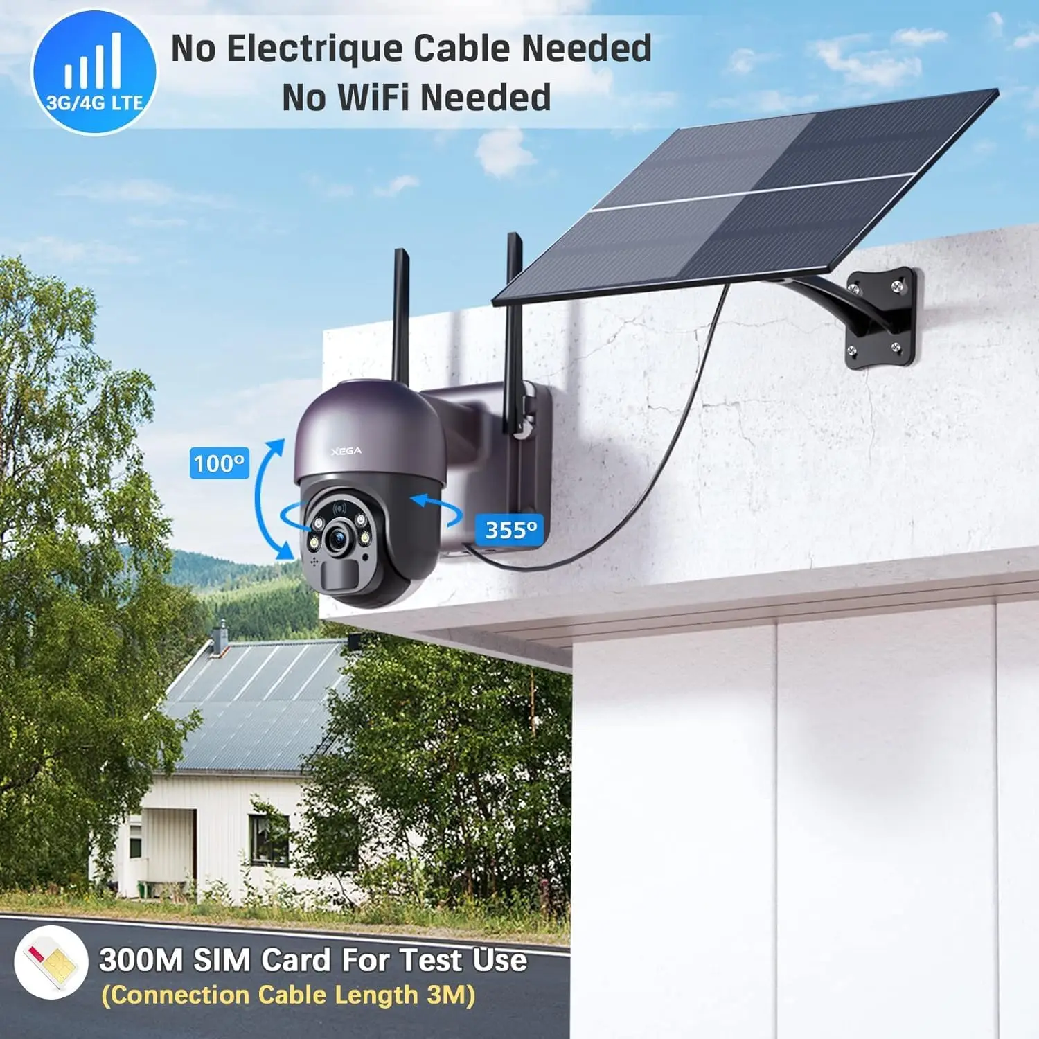 Xega Security Camera MUBVIEW 4G LTE Cellular Security Camera - No WiFi Needed, Solar-Powered Small Camera