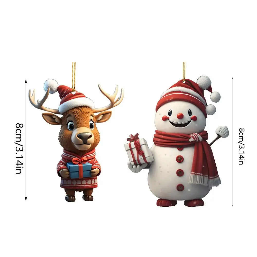 Multicolor Christmas Decorations Delicate Cartoon Snowman Deer Hanging Pendants Car Hangable Embellishment Party Supplies 1PC christmas decorations