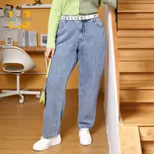 

2022 LEIJIJEANS Women Plus Size Jeans women pants high waisted women loose jeans full length denim jean for mom Spring Pants