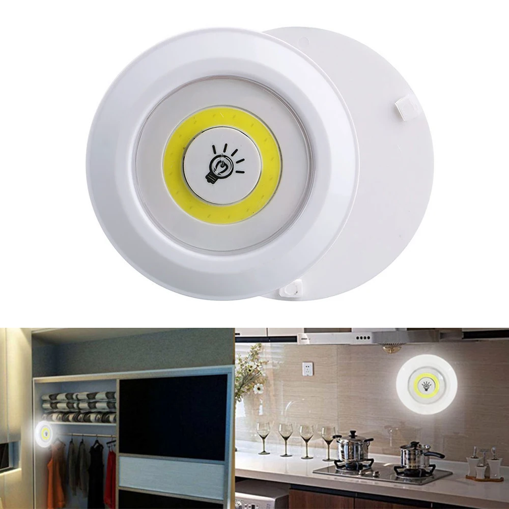 

Bedside night light COB wireless remote control 3V round bedroom cabinet led bulbs creative mini table lamp Kitchen wall lights