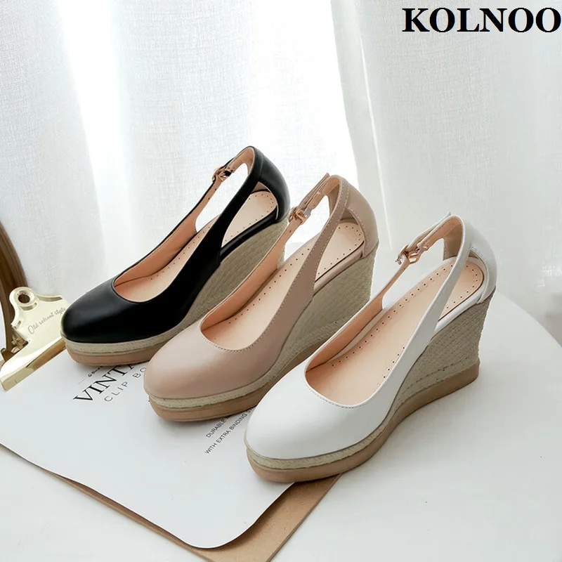 

Kolnoo 2022 Newest Hot Sale Ladies Wedges Heels Pumps Sexy Platform Three-colors Summer Shoes Evening Party Fashion Court Shoes