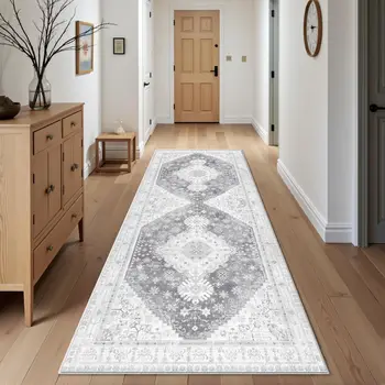 Vikama Runner Tappeto Lavabile in lavatrice Antiscivolo Cucina Corridoio Tappeto con supporto in gomma Boho Vintage Floral Area Rug Home Decor 1