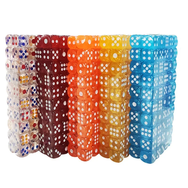 20PCS/Lot Dice Set 10 Colors Acrylic 6 Sided Transparent Dice Club Party Family Games 12mm