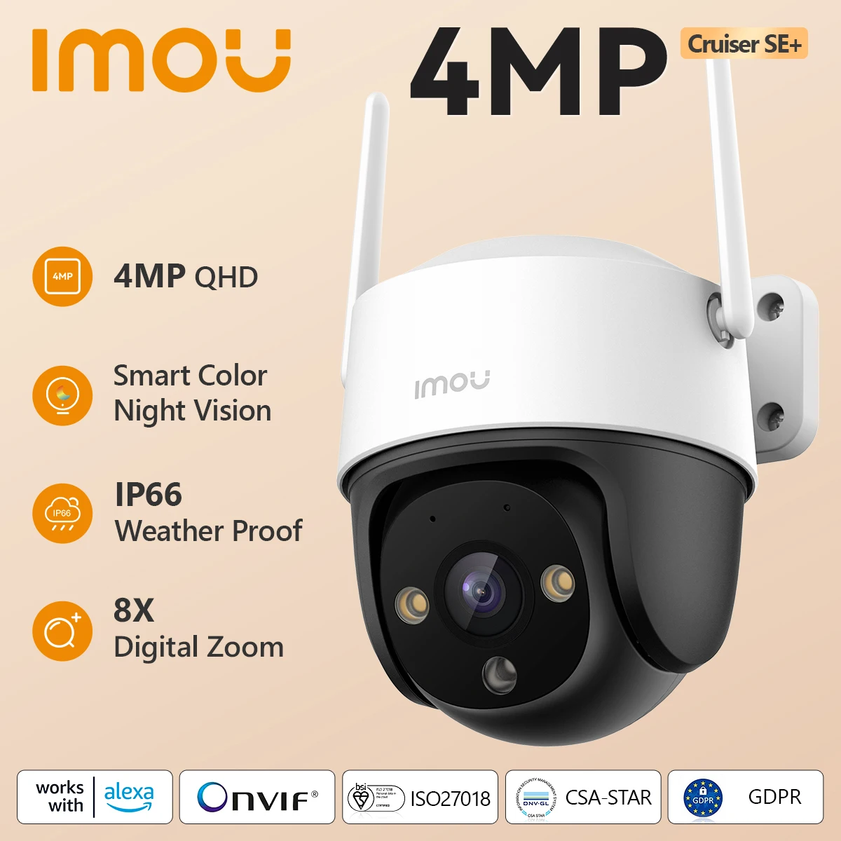 Imou cruiser se + 1080p/4mp outdoor wifi kamera nachtsicht ip66 wetterfest 8x digital zoom ai menschliche erkennung monitor