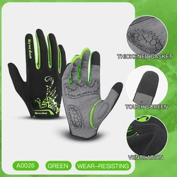Shockproof Full-Finger Breathable Outdoor Cycling Gloves with Touchscreen Capability - M (A0026-GN)