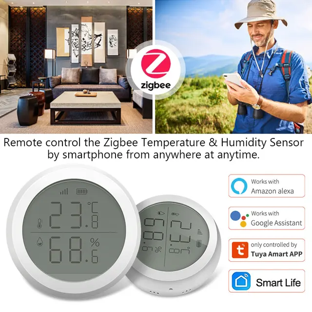 Tuya Zigbee Smart Temperature and Humidity Sensor with LED Screen Display Compatiable with Alexa Google Assistant 3