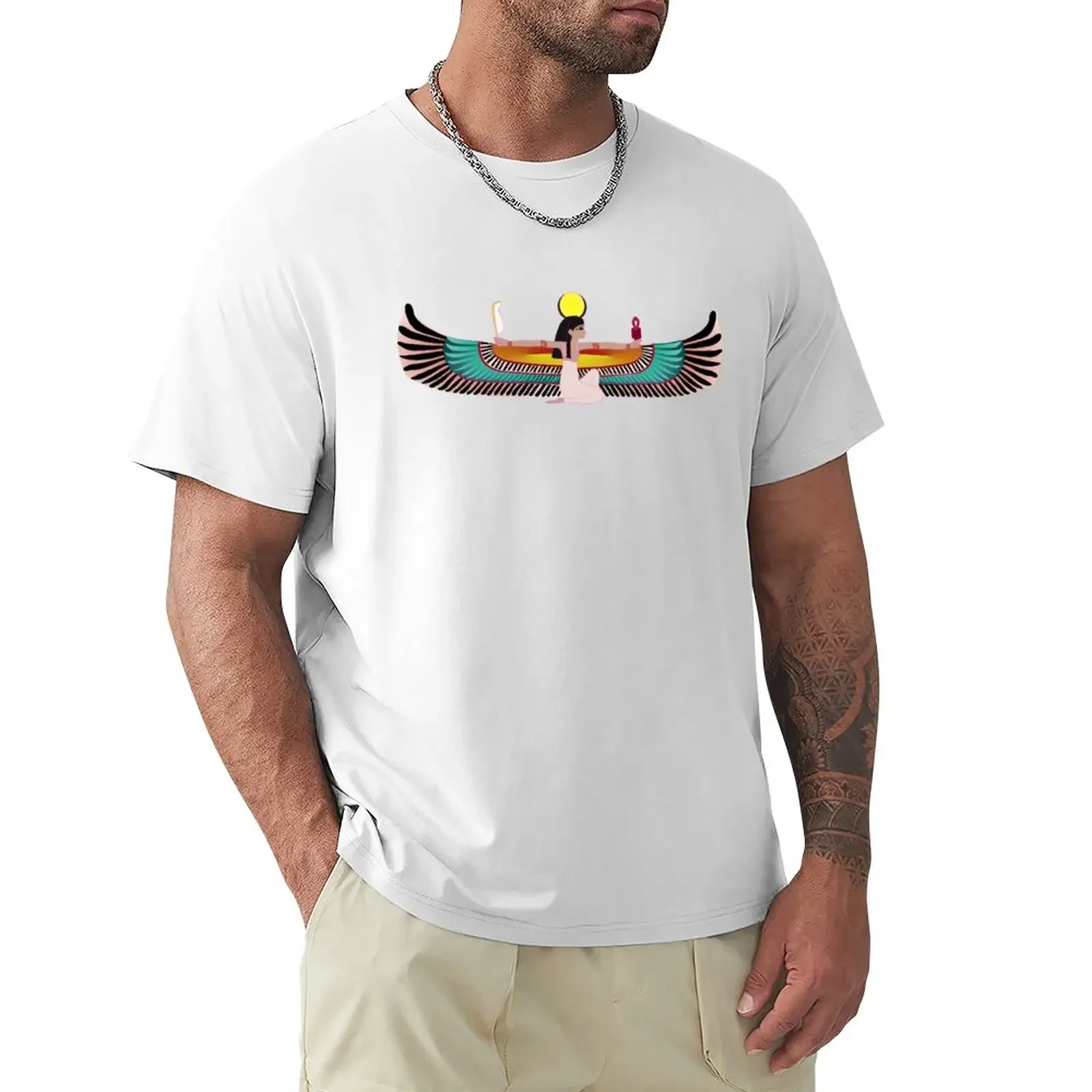 

Футболка Исида или ассет, белая быстросохнущая футболка с изображением королевы египетской богини, кавайная одежда, футболка с коротким рукавом, Мужские Простые футболки