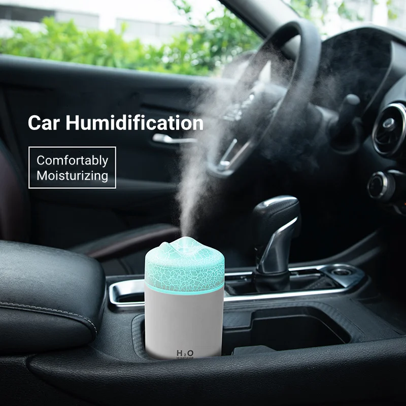 300ML Volcano Air Humidifier USB Aromatherapy Essential Oil Diffuser with LED Light for Home Car Mute Mini Mist Maker Fogger