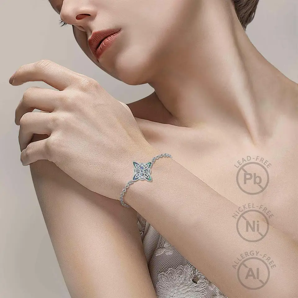 JERWLI Anelli con nodi di strega in argento Sterling, anelli con nodi magici di strega, pietra di luna, onice nero, gioielli pagani, croce celtica, gioielli per donne e ragazze, 6, Argento sterling