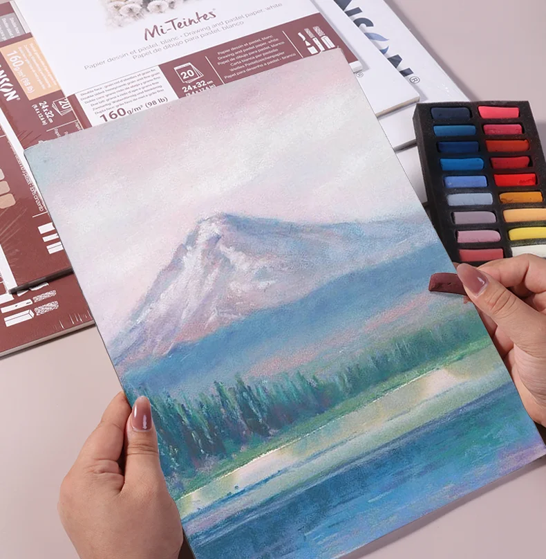 Bloc De Papier Pastel à L'huile A4 – 30 Pages 240g/m² – Pour Aquarelle, Acrylique, Techniques Mixtes – Pur Bois
