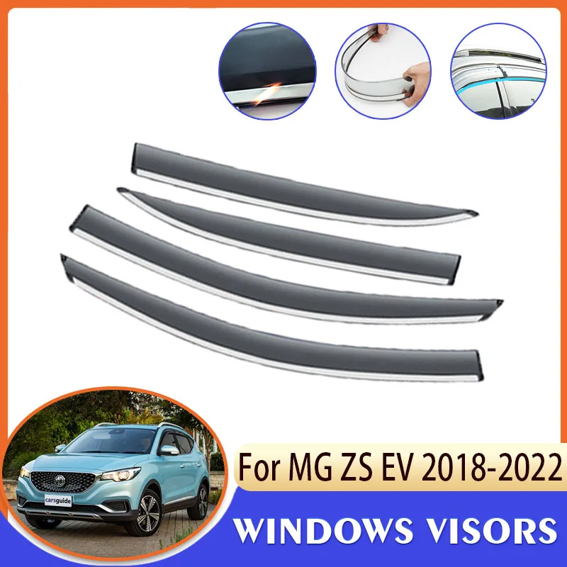 4 Pezzi Deflettori Aria per Auto per MG ZS/EZS MK1-ZS11 2017-2021 2022  2023, Finestra di Automobile Parapioggia Finestra Visiera Vento Sole Guard