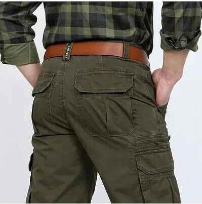 

Mens Pants Cotton Casual Military Mens Cargo Pants With Many Pockets Army Khaki Plus Size 30-44 Mens Pants 2019