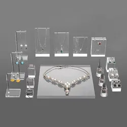 New Style Suit Clear Acrylic Cosmetics Display Holder Pad Photography Props Rack Ornaments Ring Necklace Earring Jewelry Stand