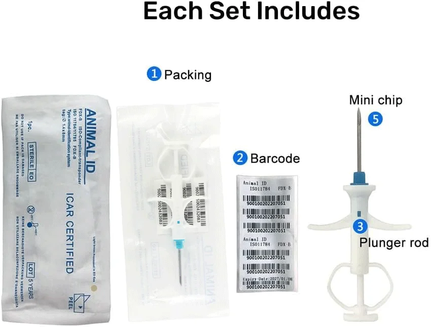 RFID Animal Microchip Pet Dog Cat Horse Injection Bioglass Mini Chip 134KHZ ISO