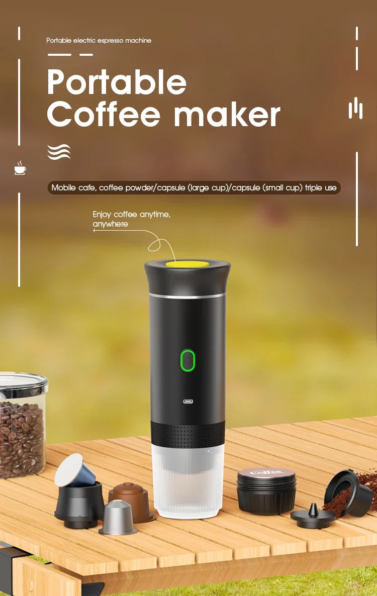 Description Picture 3 of itemWireless Electric Portable Espresso Coffee Machine for Car & Home Camping Coffee Maker 3-in-1 Capsule Powder Travel Coffee Maker