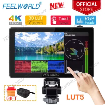 FEELWORLD-DSLR 카메라 필드 모니터, 설치 키트, LUT5, 초고휘도, 4K, HDMI 입력, 출력, 터치 스크린, 5.5 인치, 3000N