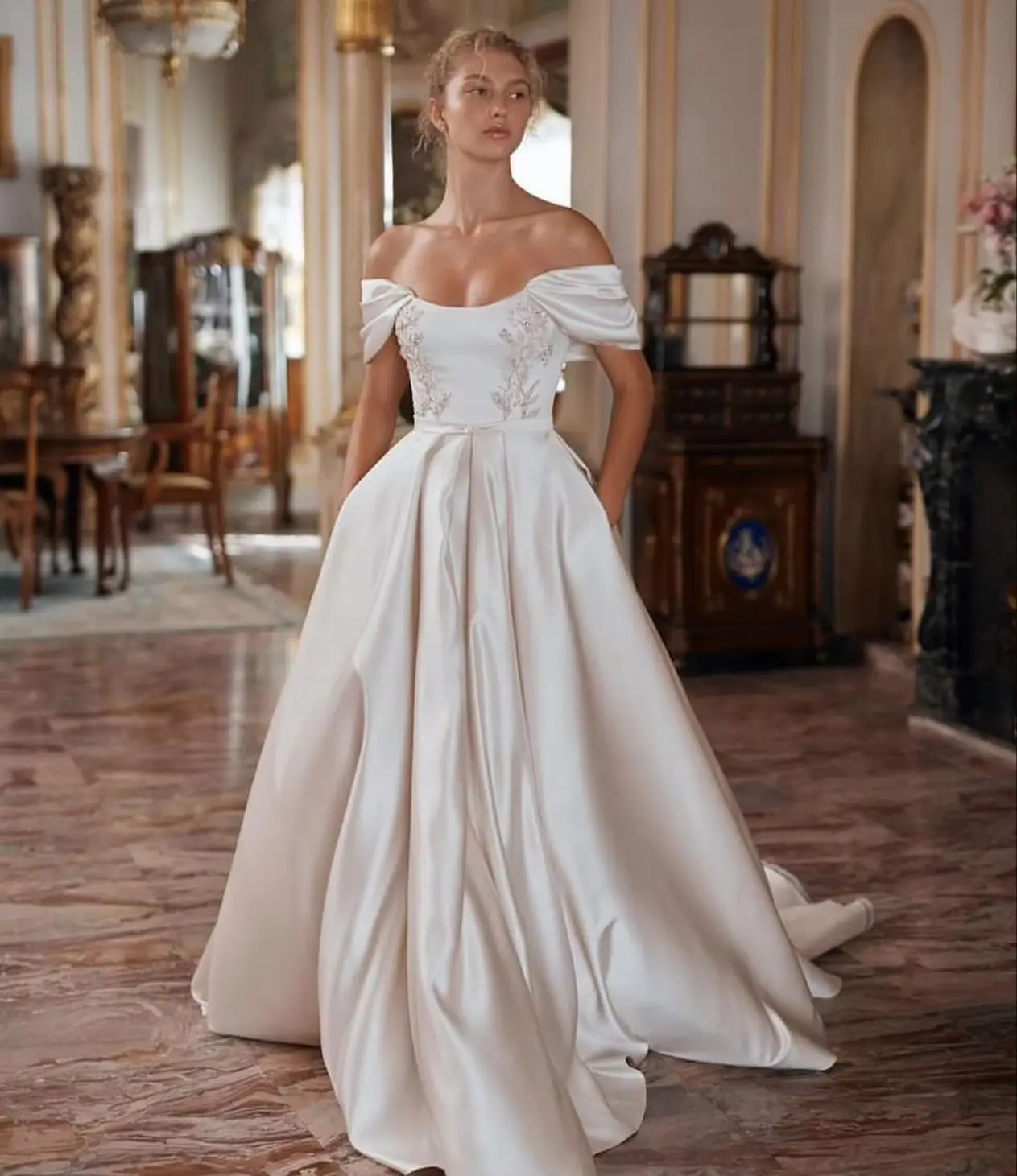 aliexpress satin corset basque waist long wedding dress Sharon Said Elegant White Lace A-Line with Bolero Jacket Vintage Boho Bridal Gowns SW021 Customized up corset back not only accentuates your figure but also allows for a personalized fit Waistline Basque Wedding Dresses |