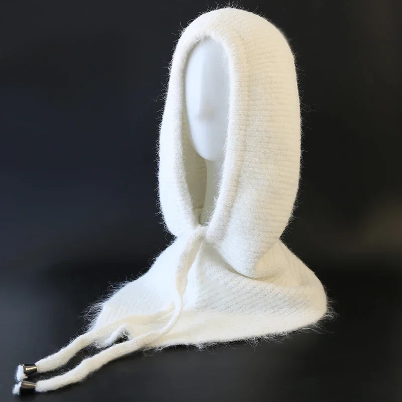 Winter Neue Flauschige Sturmhaube Hut Schal für Frauen Gestrickte Kapuzen Kappen Im Freien Warme Skifahren Hut Einteiliges Neck Kragen beanies Hüte – Detail 22