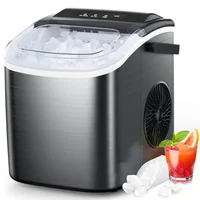 Stainless Steel Portable Ice Maker Machine Self-Cleaning 26.5lbs/24Hrs 6 Mins/9 Pcs Bullet Ice High Corrosion Resistance 1