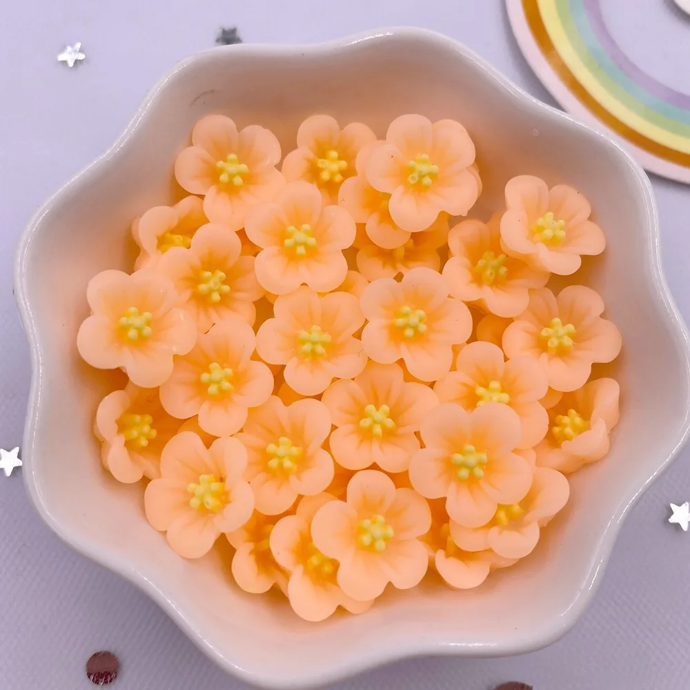50 Colorful 14mm Resin Morning Glory Flower Gems
