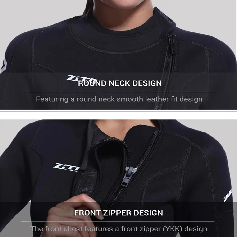 3MM Neoprene Wetsuit Men Women Front Zipper Diving Suit for Surf Scuba Diving Snorkeling