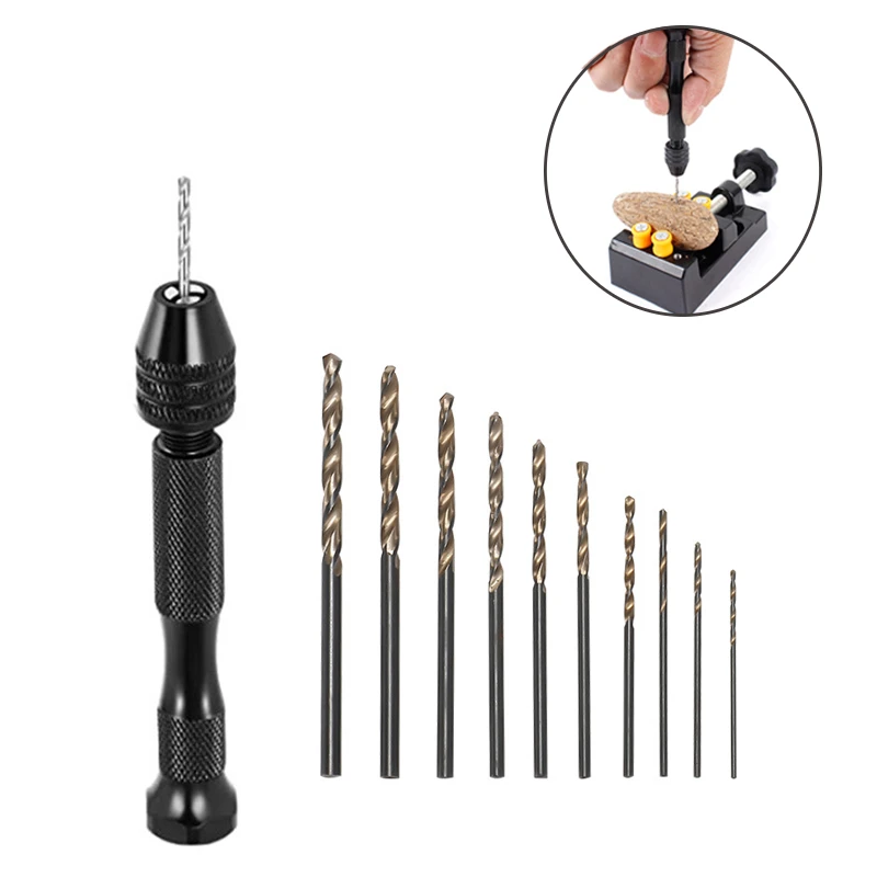 Mini Micro Woodworking Tools Drilling Rotary Tool Manual Twist Drill Bit Aluminum Alloy Micro Hand Drill for Jewelry Craft