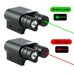 Mira láser de punto rojo/verde para pistola Airsoft, accesorios de escopeta, montaje en riel de 20mm, linterna táctica compacta para caza