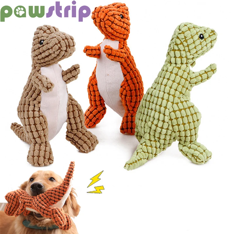 

Plush Dinosaur Dog Toys Cute Cartoon Squeaker Pets Interactive Toy Chew Molar Toys for Large Dogs Puppy Playing Pet Accessories