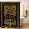 Rock-Gun Roses Bathroom Curtains for the Home Shower Shower Curtain Waterproof Folding Partition Accessories Bath Bedrooms Set 3