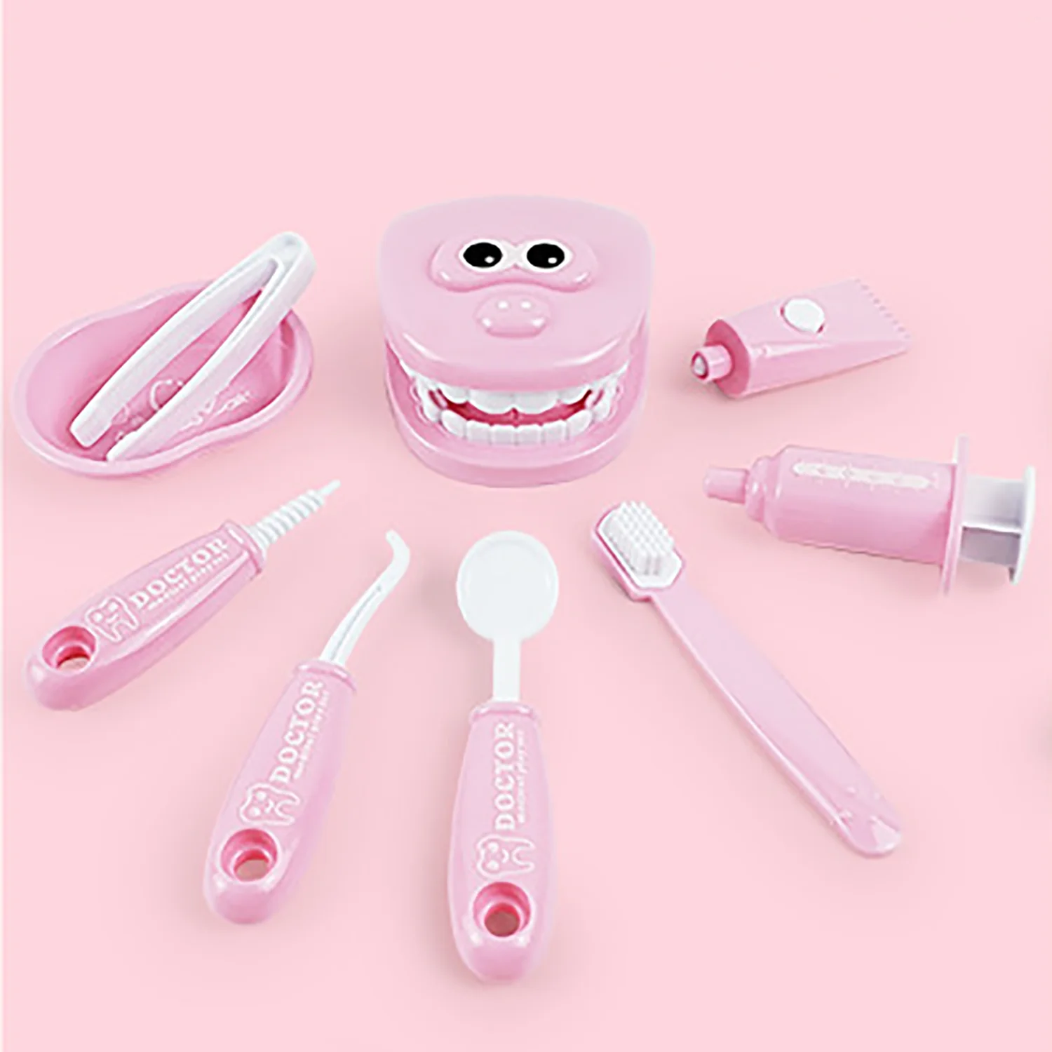 9PCS Plastic Simulation Dentist Play Set, Medical Kit Pretend Toy for Kids, Dentist Early Education Brushing Game for Kids 6