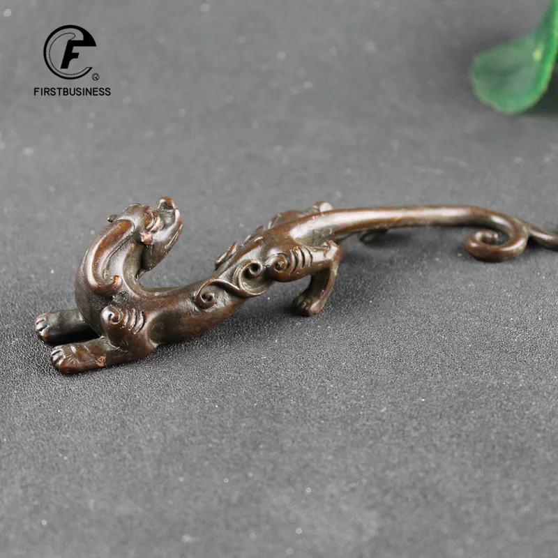 Antique Copper Dragon Beast Statue Pen Holder Desk Ornament Home Decoration Craft Accessories Retro Brass Zodiac Animal Figurine 5