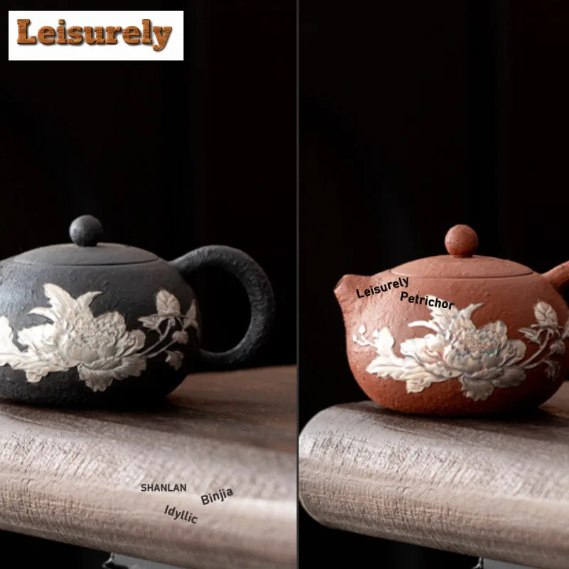 170ml Gilt Silver Peony Xishi Teapot Traditional Tea Infuser Pot Tea Making Kettle With Strainer Cafes Accessories Decoration