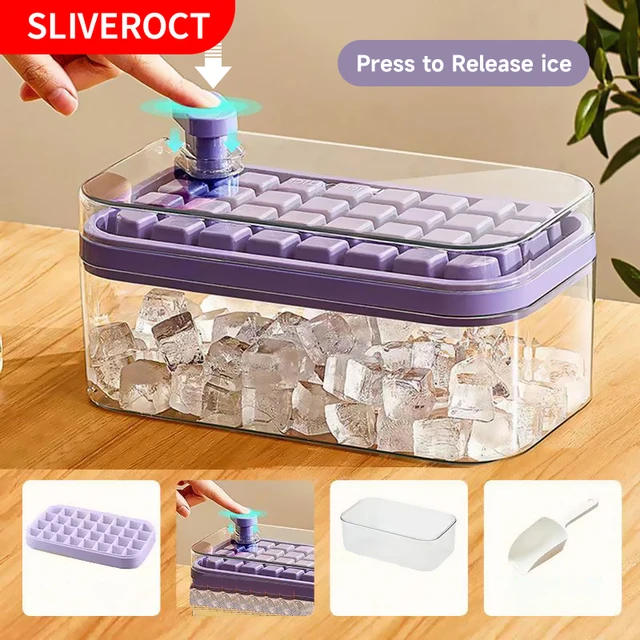 Silicone Square Ice Box Ice Cube Mold Press Type Ice Storage Box With Lid  Suitable For Bar Kitchen Tools Ice Box Cold Drink Set - AliExpress