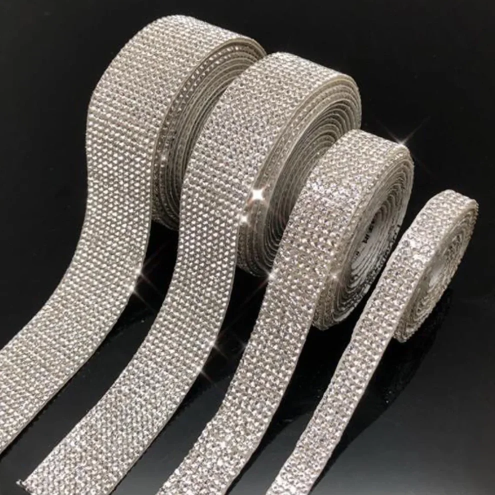Rhinestone Ribbons Self Adhesive Diamond Ribbon Crystal Roll Glitter Bling for DIY Art Crafts rhinestone ribbons