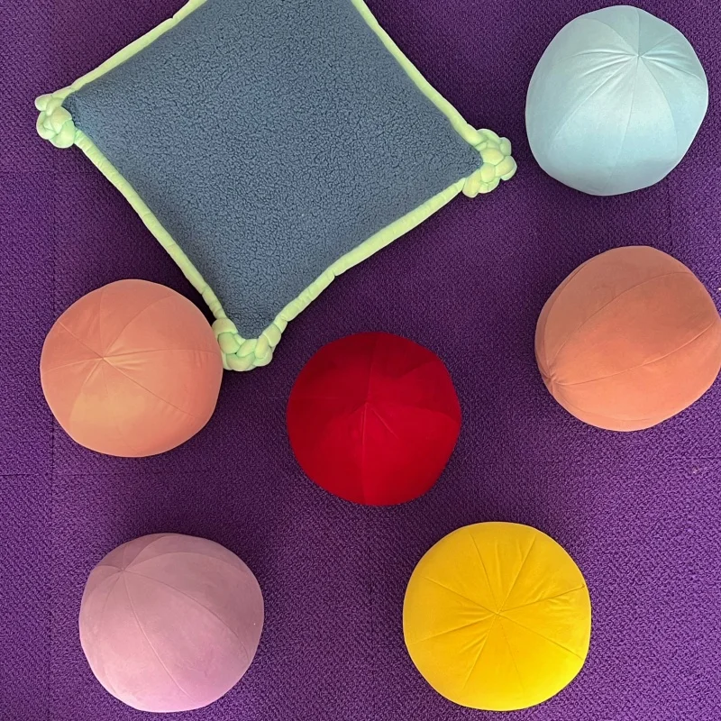 Color ball pillow, antique solid color flannel, ball, round ball, homestay, soft sofa, bed, cushion 8