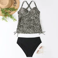Women's Bathing Suits Two Piece Halter Leaf Print Tankini Swimsuit Woman Summer Sexy Beach Wear Separate Swimwear Female XXL - Image 4