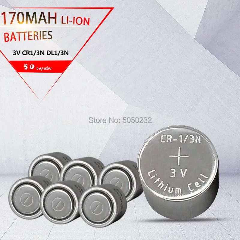 

50pcs 3V Lithium Cells 170mAh CR1/3N Button high-discharge high current Battery M6 M7 DL-1/3N CR13N CR1/3N 3V Batteries
