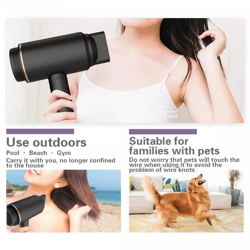 Professional Portable Household Ionic Blow Hair Dryer Hotel Use Rechargeable Wireless Cordless Hair Dryer 5