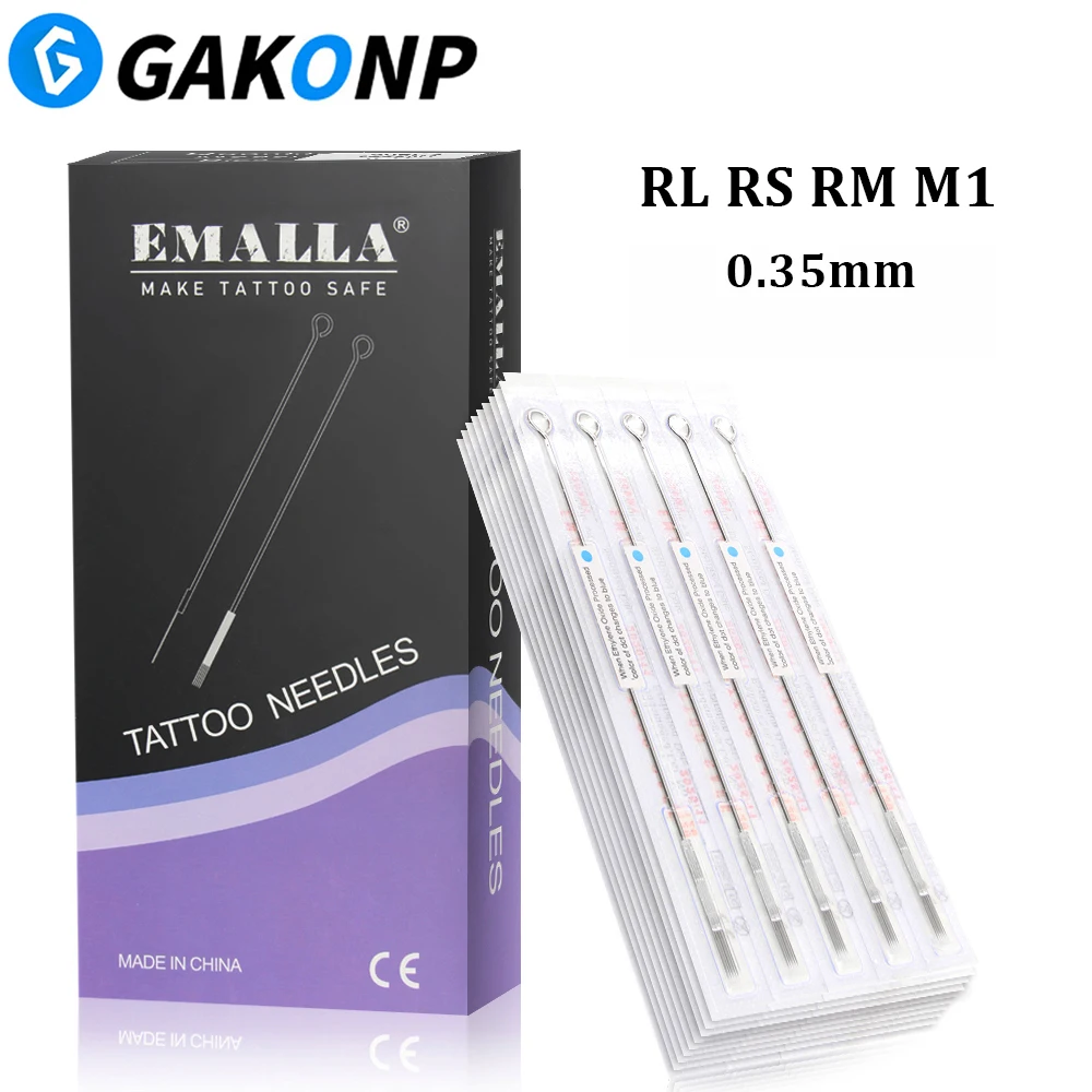 50pcs Blue Dot Sterilized Tattoo Needles RL RS RM M1 Disposable Stainless Steel Needles for Tattoo Machine Gun Tools Supplies