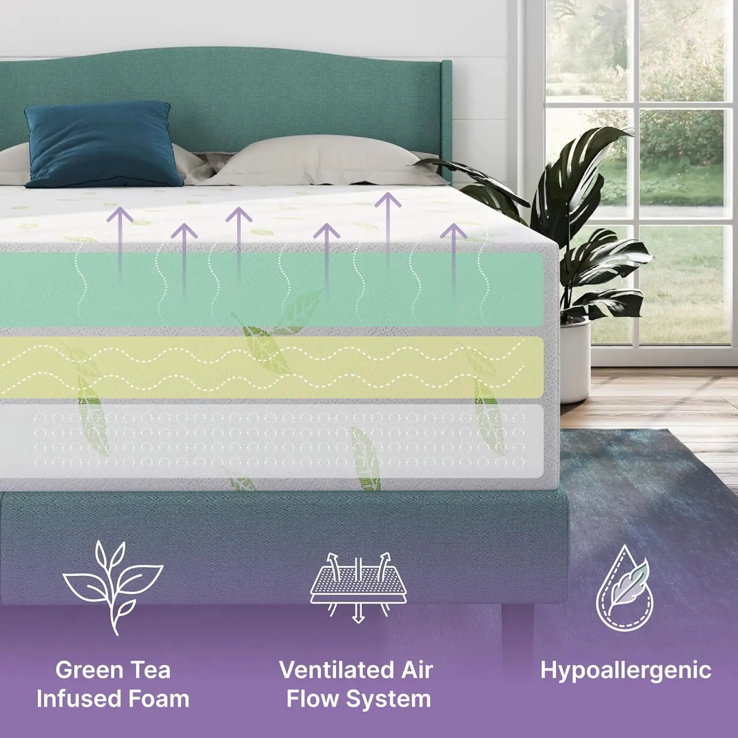 Twin Size Mattress, 12 Inch Anula Green Tea Infused Memory Foam Mattress, Twin Size Mattress Bed in a Box 3
