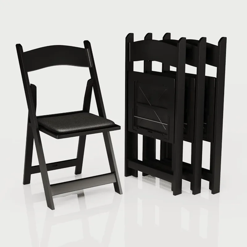 4 White Resin Stackable Folding Chairs-Folding Chairs with Padded Seats-Indoor/Outdoor for Events -(4 Pack)