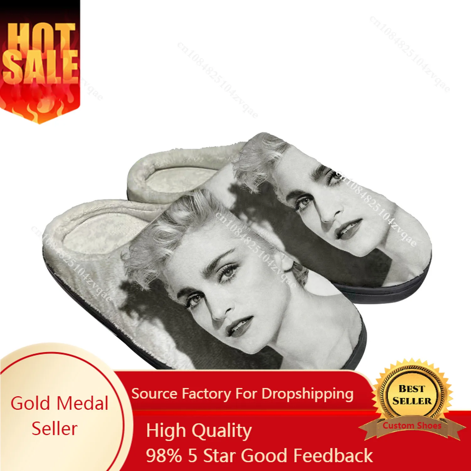 

Madonna Pop Rock Singer Disco Home Cotton Custom Slippers Mens Womens Sandals Plush Bedroom Keep Warm Shoe Thermal Slipper Black